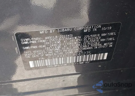 2020 Subaru Forester Touring from USA, damaged, VIN JF2SKAXC1LH440275